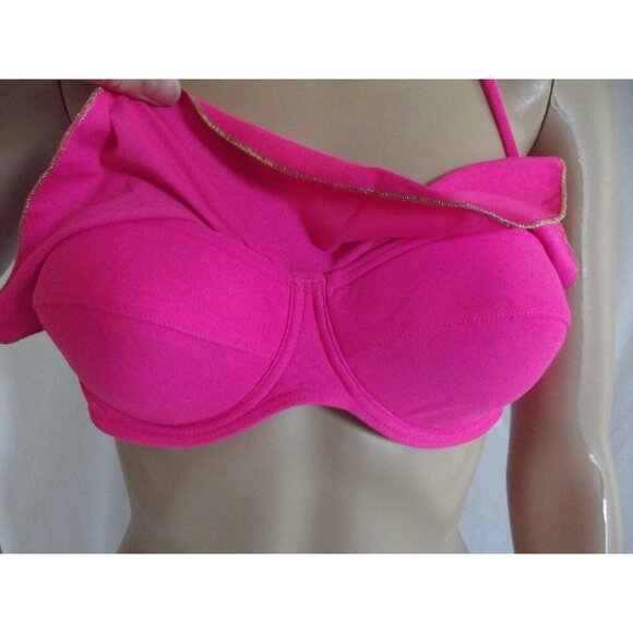Xhilaration Medium Pink Flounce Bandeau Bikini Strapless Halter Strap Swim Top m - Picture 2 of 9